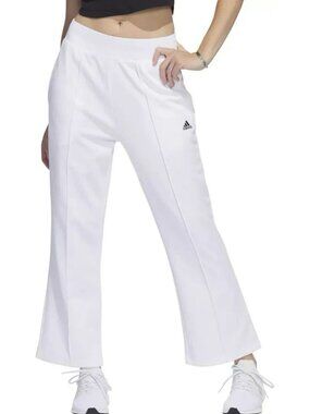 Adidas Women's Xpress Flare Wide Leg Sweat Warm Up Pants $65 White NEW
